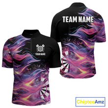 Load image into Gallery viewer, Funny Pink Flame Dart Shirt With Pocket Option For Men Custom Darts Jersey TDM4353