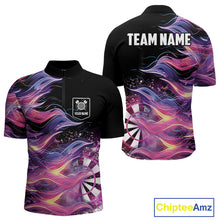 Load image into Gallery viewer, Funny Pink Flame Dart Shirt With Pocket Option For Men Custom Darts Jersey TDM4353