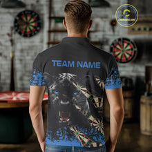 Load image into Gallery viewer, Black And Blue Grunge Panther Darts Shirt Polo &amp; Quarter Zip For Men Custom Darts Team Jersey TDM4582