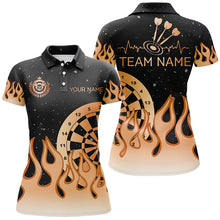 Load image into Gallery viewer, Orange Dartboard Fire Flame Women Darts Polo &amp; Quarter-Zip Shirt Custom Team Jersey Darts Gifts TDM2740