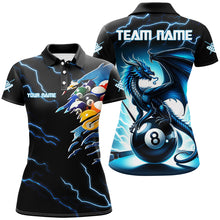 Load image into Gallery viewer, Blue Lightning Thunder Custom 3D Dragon 8 Ball Billiard Shirts, Women Billiard League Team Jerseys TDM2744