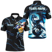 Load image into Gallery viewer, Blue Lightning Thunder Custom 3D Dragon 8 Ball Billiard Shirts, Men Billiard League Team Jerseys TDM2744