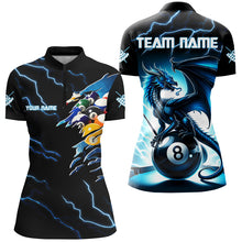 Load image into Gallery viewer, Blue Lightning Thunder Custom 3D Dragon 8 Ball Billiard Shirts, Women Billiard League Team Jerseys TDM2744