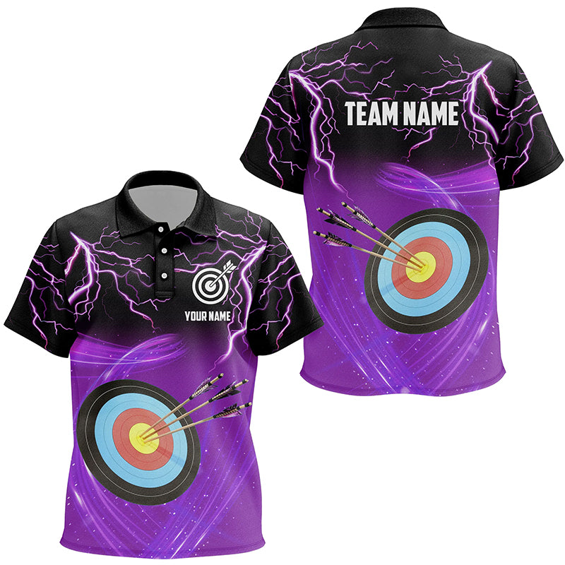 Custom Archery 3d Target Thunder Lightning Polo Shirts For Kid, Best Archery Team Shirts |Purple TDM0739