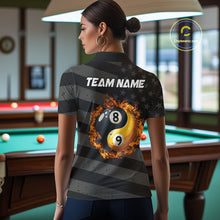 Load image into Gallery viewer, Black US Flag Yin-Yang 8 Ball &amp; 9 Ball Custom Billiard Shirts For Women, Billiard Team Jersey TDM5460
