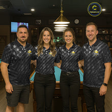 Load image into Gallery viewer, Black US Flag 9 Ball Fire Billiard Shirt For Men Custom Pool Team Billiard Jersey Polo &amp; 1/4 Zip TDM5461