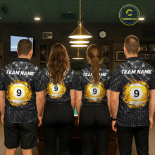 Load image into Gallery viewer, Black US Flag 9 Ball Fire Billiard Shirt For Men Custom Pool Team Billiard Jersey Polo &amp; 1/4 Zip TDM5461
