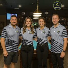 Load image into Gallery viewer, Grey US Flag Yin-Yang 8 &amp; 9 Ball Billiard Shirt For Men Custom Pool Team Jersey Polo &amp; 1/4 Zip TDM5463