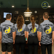 Load image into Gallery viewer, Grey US Flag Yin-Yang 8 &amp; 9 Ball Billiard Shirt For Men Custom Pool Team Jersey Polo &amp; 1/4 Zip TDM5463
