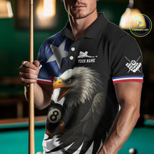 Load image into Gallery viewer, Texas Flag Eagle 8 Ball Men's Billiard Polo &amp; 1/4 Zip Custom Patriotic Team Billiard Pool Jersey TDM5464