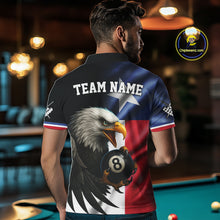 Load image into Gallery viewer, Texas Flag Eagle 8 Ball Men's Billiard Polo &amp; 1/4 Zip Custom Patriotic Team Billiard Pool Jersey TDM5464