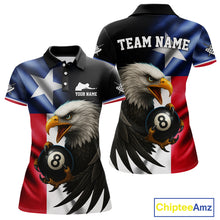 Load image into Gallery viewer, Texas Flag Eagle 8 Ball Women's Billiard Polo &amp; 1/4 Zip Custom Patriotic Team Billiard Pool Jersey TDM5464