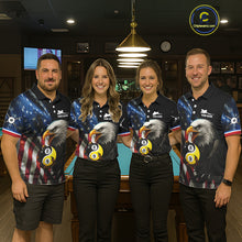 Load image into Gallery viewer, American Flag Yin-Yang 8&amp;9 Ball Eagle Billiard Shirt For Men Custom Patriotic Billiard Team Jersey TDM5465