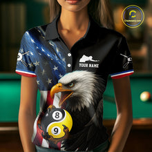 Load image into Gallery viewer, American Flag Yin-Yang 8&amp;9 Ball Eagle Billiard Shirt For Women Custom Patriotic Billiard Team Jersey TDM5465
