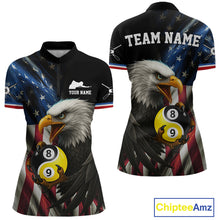 Load image into Gallery viewer, American Flag Yin-Yang 8&amp;9 Ball Eagle Billiard Shirt For Women Custom Patriotic Billiard Team Jersey TDM5465