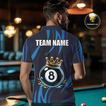 Load image into Gallery viewer, Blue Funny 8 Ball Pool Crown Neon Billiard Shirt For Men Custom Billiard Team Jersey Polo, 1/4 Zip TDM5737