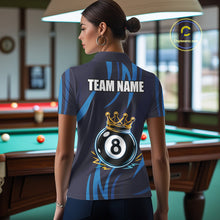 Load image into Gallery viewer, Blue Funny 8 Ball Pool Crown Neon Billiard Shirt For Women Custom Billiard Team Jersey Polo, 1/4 Zip TDM5737