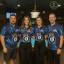 Load image into Gallery viewer, Blue Funny 8 Ball Pool Crown Neon Billiard Shirt For Men Custom Billiard Team Jersey Polo, 1/4 Zip TDM5737