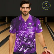 Load image into Gallery viewer, Funny Purple Grim Reaper Galaxy Hawaiian Bowling Shirt For Women Custom Bowling Team Jersey Outfit TDM6080