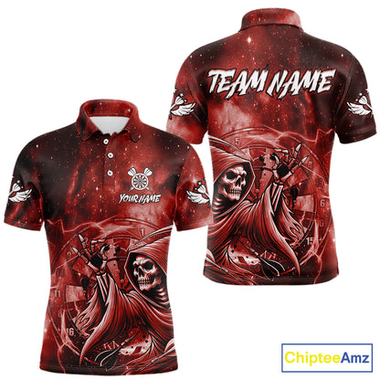 Red Grim Reaper Galaxy Dart Shirt For Men Custom Darts Jersey Pocket Option TDM6081