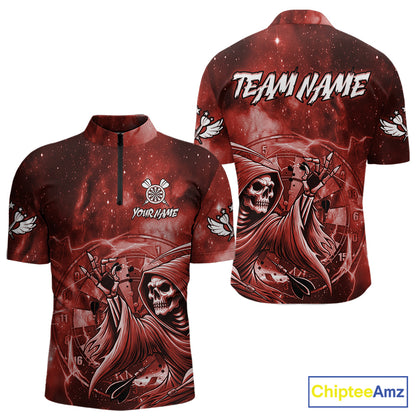 Red Grim Reaper Galaxy Dart Shirt For Men Custom Darts Jersey Pocket Option TDM6081
