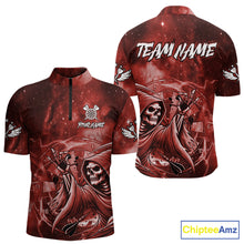 Load image into Gallery viewer, Red Grim Reaper Galaxy Dart Shirt For Men Custom Darts Jersey Pocket Option TDM6081