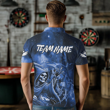 Blue Grim Reaper Galaxy Dart Shirt For Men Custom Darts Jersey Pocket Option TDM6082