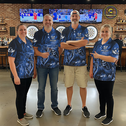 Blue Grim Reaper Galaxy Dart Shirt For Men Custom Darts Jersey Pocket Option TDM6082