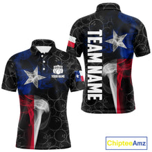 Load image into Gallery viewer, Personalized Texas Flag Smoke Bowling Shirt For Men, Patriotic Bowling Team Jersey Polo &amp; 1/4 Zip TDM6088
