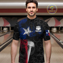 Load image into Gallery viewer, Personalized Texas Flag Smoke Bowling Shirt For Men, Patriotic Bowling Team Jersey Polo &amp; 1/4 Zip TDM6088