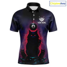 Load image into Gallery viewer, Personalized Billiard Cats Lightning 8 Ball Pool Shirt For Men, Billiard Team Jersey Polo &amp; 1/4 Zip TDM6344