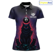 Load image into Gallery viewer, Personalized Billiard Cats Lightning 8 Ball Pool Shirt For Women, Billiard Team Jersey Polo &amp; 1/4 Zip TDM6344