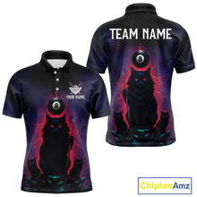 Load image into Gallery viewer, Personalized Billiard Cats Lightning 8 Ball Pool Shirt For Men, Billiard Team Jersey Polo &amp; 1/4 Zip TDM6344