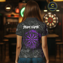 Load image into Gallery viewer, Black And Purple Smoke Grim Reaper Funny Dart Shirts For Women Custom Dart Jerseys, Darts Clothing TDM4006