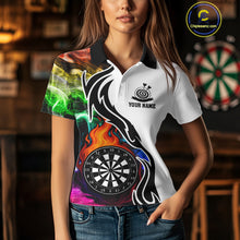 Load image into Gallery viewer, Colorful Rainbow Smoke Dart Shirts For Women Custom Team Polo &amp; Quarter Zip Darts Jerseys Outfit TDM4007