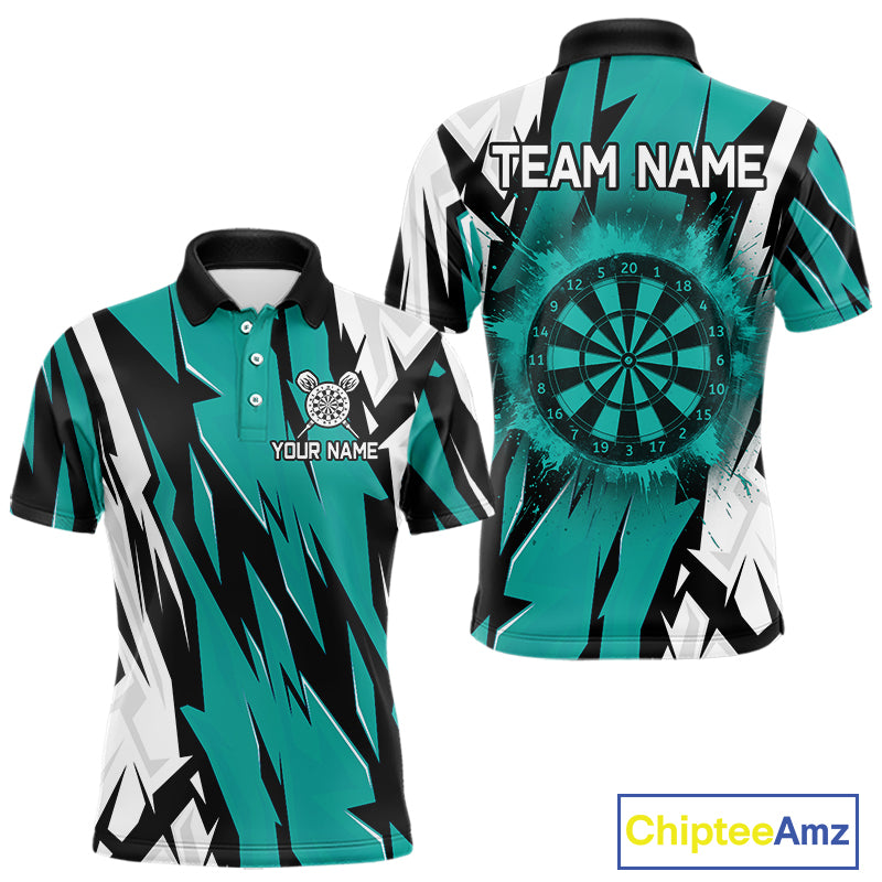 Turquoise Darts Jerseys For Men Custom Darts Team Shirts Polo & Quarter Zip, Darts Clothing TDM4008