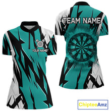Load image into Gallery viewer, Turquoise Darts Jerseys For Women Custom Darts Team Shirts Polo &amp; Quarter Zip, Darts Clothing TDM4008