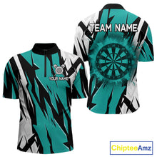 Load image into Gallery viewer, Turquoise Darts Jerseys For Men Custom Darts Team Shirts Polo &amp; Quarter Zip, Darts Clothing TDM4008