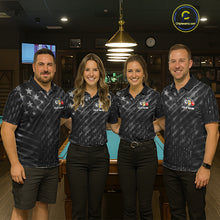 Load image into Gallery viewer, Custom Black US Flag Billiard Shirt For Men Custom Patriotic Billiard Team Jersey Polo &amp; 1/4 Zip TDM6530