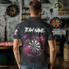 Load image into Gallery viewer, Personalized Pink Funny Skull Roses Darts Shirt For Men Custom Darts Team Jersey, Darts Outfit TDM4354