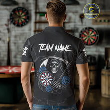 Load image into Gallery viewer, Personalized Blue Funny Skull Roses Darts Shirt For Men Custom Darts Team Jersey, Darts Outfit TDM4355