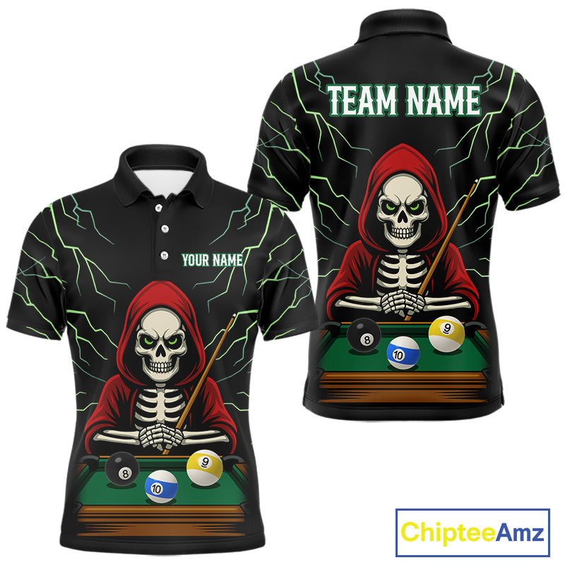 Personalized Funny Skeleton Billiard Shirt For Men Custom Billiard Jersey Team Polo & Quarter Zip TDM4364