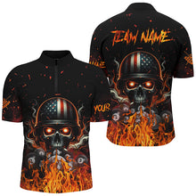 Load image into Gallery viewer, Funny Skull US Flag Billiard Shirts For Men Customized Billiard Balls Fire Sports Pool Jerseys TDM2239