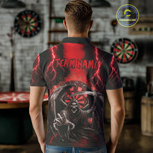 Load image into Gallery viewer, Personalized Red Grim Reaper Thunder Lightning Darts Shirt For Men, 3D Darts Team Jerseys TDM4588