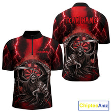 Load image into Gallery viewer, Personalized Red Grim Reaper Thunder Lightning Darts Shirt For Men, 3D Darts Team Jerseys TDM4588