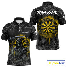 Load image into Gallery viewer, Black And Yellow Smoke Grim Reaper Dart Shirts For Men Custom Halloween Darts Jersey Outfit TDM4591