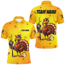 Load image into Gallery viewer, Yellow Funny Turkey Men Billiard Shirts Custom Thanksgiving Shirt For Pool Lover, Billiard Jerseys TDM2753