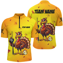 Load image into Gallery viewer, Yellow Funny Turkey Men Billiard Shirts Custom Thanksgiving Shirt For Pool Lover, Billiard Jerseys TDM2753