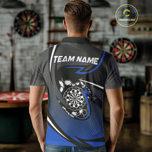 Load image into Gallery viewer, Funny Crack Dartboard Blue Darts Polo &amp; Quarter Zip Custom Darts Shirt For Men Darts Team Jersey TDM5007