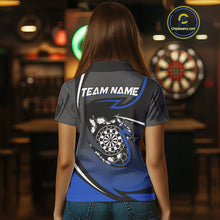 Load image into Gallery viewer, Funny Crack Dartboard Blue Darts Polo &amp; Quarter Zip Custom Darts Shirt For Women Darts Team Jersey TDM5007